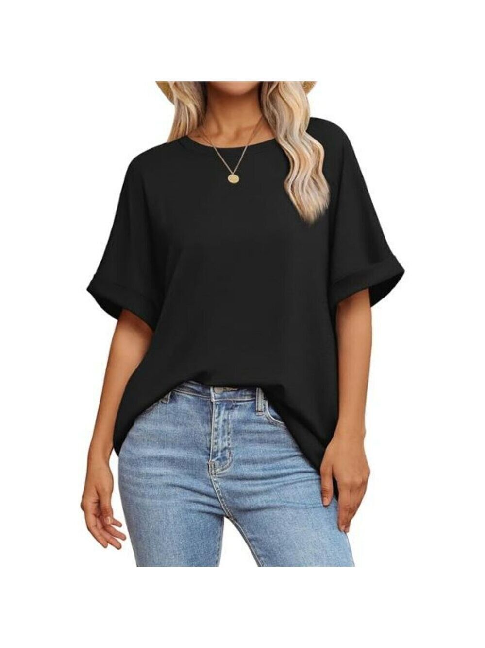 Womens Oversized T Shirt Loose Fit Casual Crew Neck Summer Top Plus Size